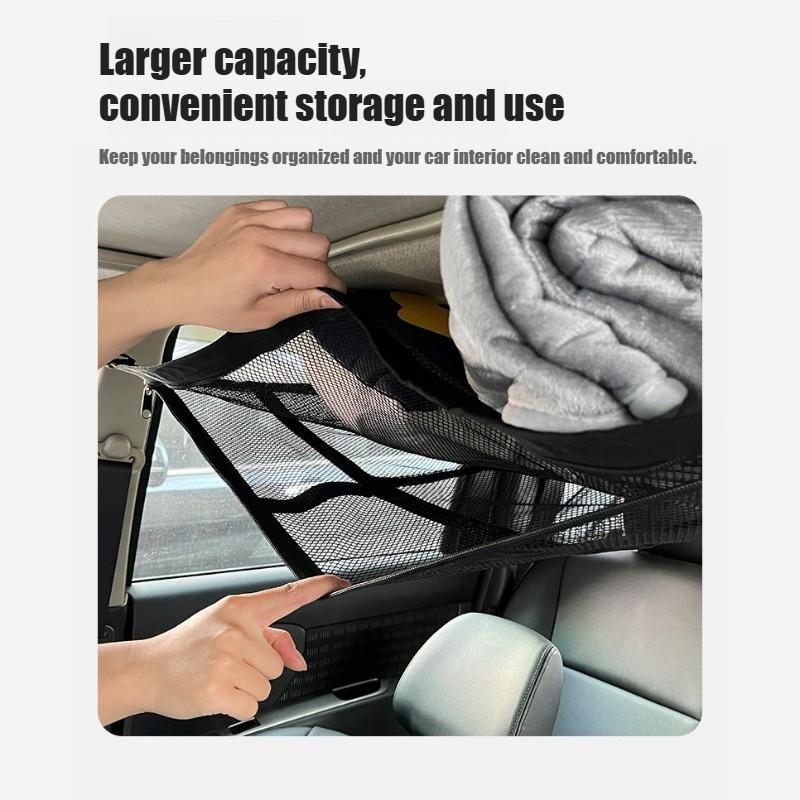 Car Ceiling Cargo Net Strong Load-Bearing Mesh Car Roof Storage Organizer Car Ceiling Net Storage For SUV Long Trip Camping