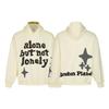 Unisex Broken Planet Print Velvet Hoodie - Trendy & Casual