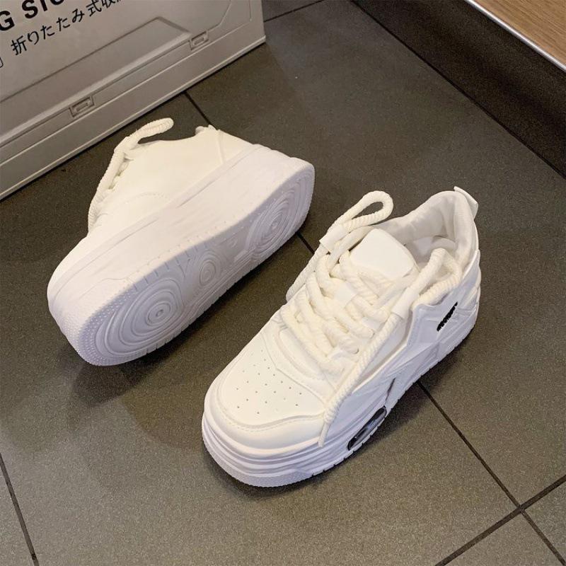 

2024 Осень/Зима Белые кроссовки для девочек на высокой подошве: Удобная, Толстая подошва, Идеально для студентов 38