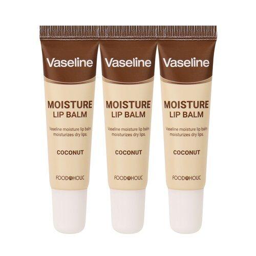 [FoodaHolic] (3 pcs) FoodaHolic Vaseline Moisture Lip Balm Coconut Scent 12ml_631373