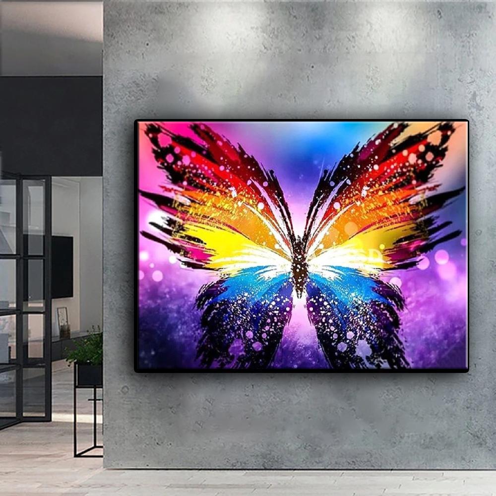 5D-Diamantgemälde zum Selbermachen, schöne bunte Schmetterlinge, Kreuzstich-Set, volle Diamant-Stickerei, Mosaikkunst, Bild von Strasssteinen, Dekor, Geschenk