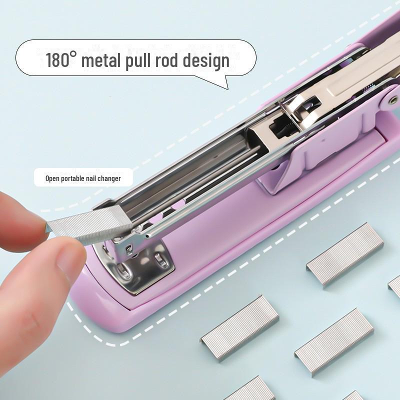 Handheld Macaron Color Metal Stapler - 12-Sheet Capacity, Multi-function Office Stapler