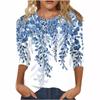 GMXIA Moda Donna Casual Estivo Stampa Floreale Maniche 3/4 Girocollo Bluse & Camicie