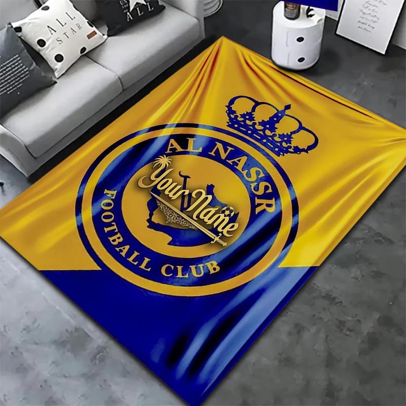 Al Nassr Crest Custom Name Carpet Rug For Living Room Bedroom Home Sofa Decoration Kids Play Nonslip Floor Mat
