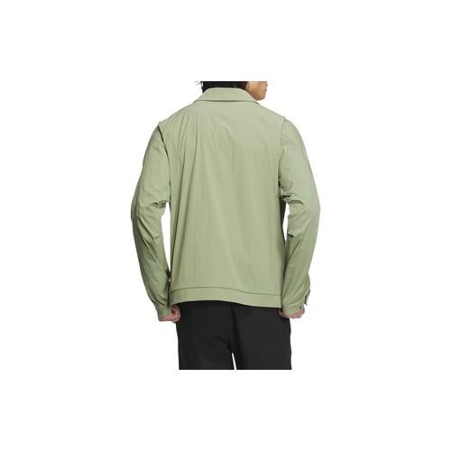 adidas Men's Casual Solid Color Long-Sleeve Jacket with Zipper Design - Green