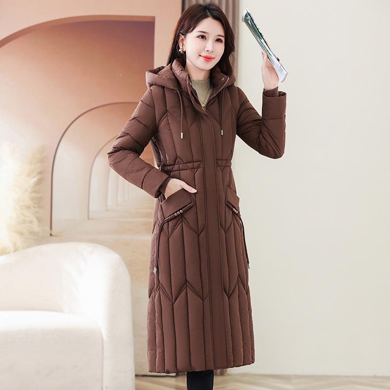 Winter 2025 new style down cotton coat women's long knee-length cotton-padded jacket thick figure-flattering cotton coat
