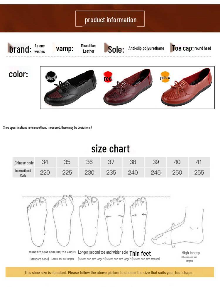 2025 Spring Slip-On Leather Flats for Middle-Aged Women