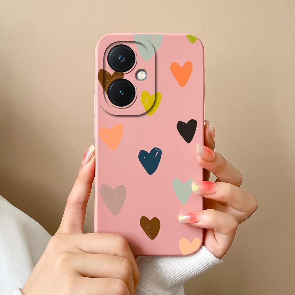 For Vivo Y27 4G 5G Phone Case Love Heart Soft Smooth Liquid Silicone Camera Protection Back Cover For Vivo Y 27 Funda Shell