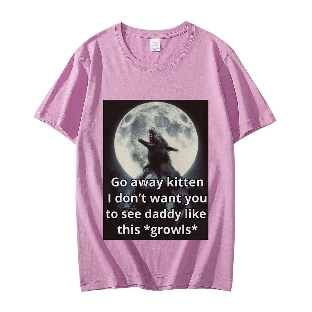 Go Away Kitten Alpha Werewolf TShirt Mens Womens Gothic Vintage Short Sleeve TShirts High Quality Fashion Oversized T Shirts