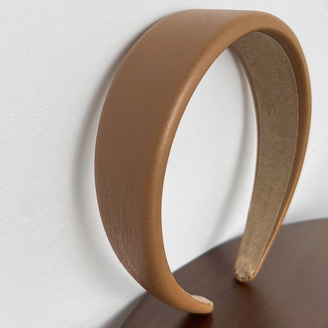 High Quality Women PU Leather Thick Sponge Wide Hairbands Wide Sponge Padded Simple Hair Hoop Band Bezel Hair Accessories