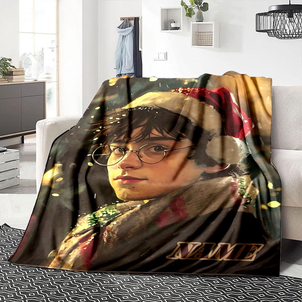 Custom Name Hogwarts Crest blanket for Couch & Bed, Plush Cozy Fuzzy Blanket Super Soft & Warm Blankets for Fall and Winter. 0908112