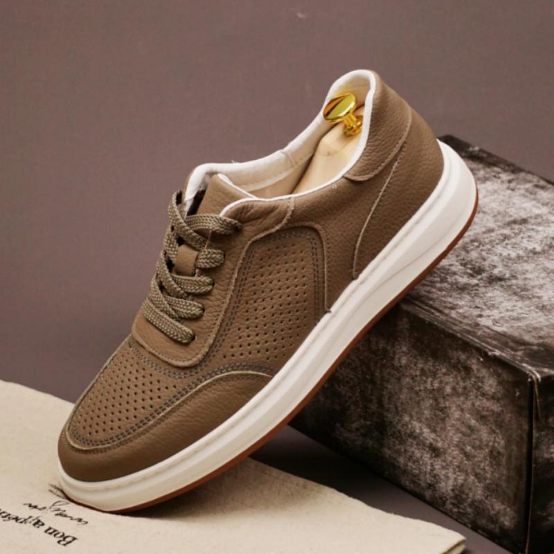 

High End Brand Men s Leather Casual Shoes Thick Soles Breathable Summer Plush Winter Men s Oxford Shoes Business Dress Shoes 45 серый