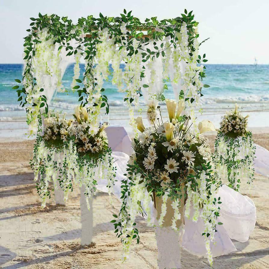 12PCS Artificial Wisteria Flowers, perfect for indoor and outdoor wedding arches, party backdrops and wall decorations.