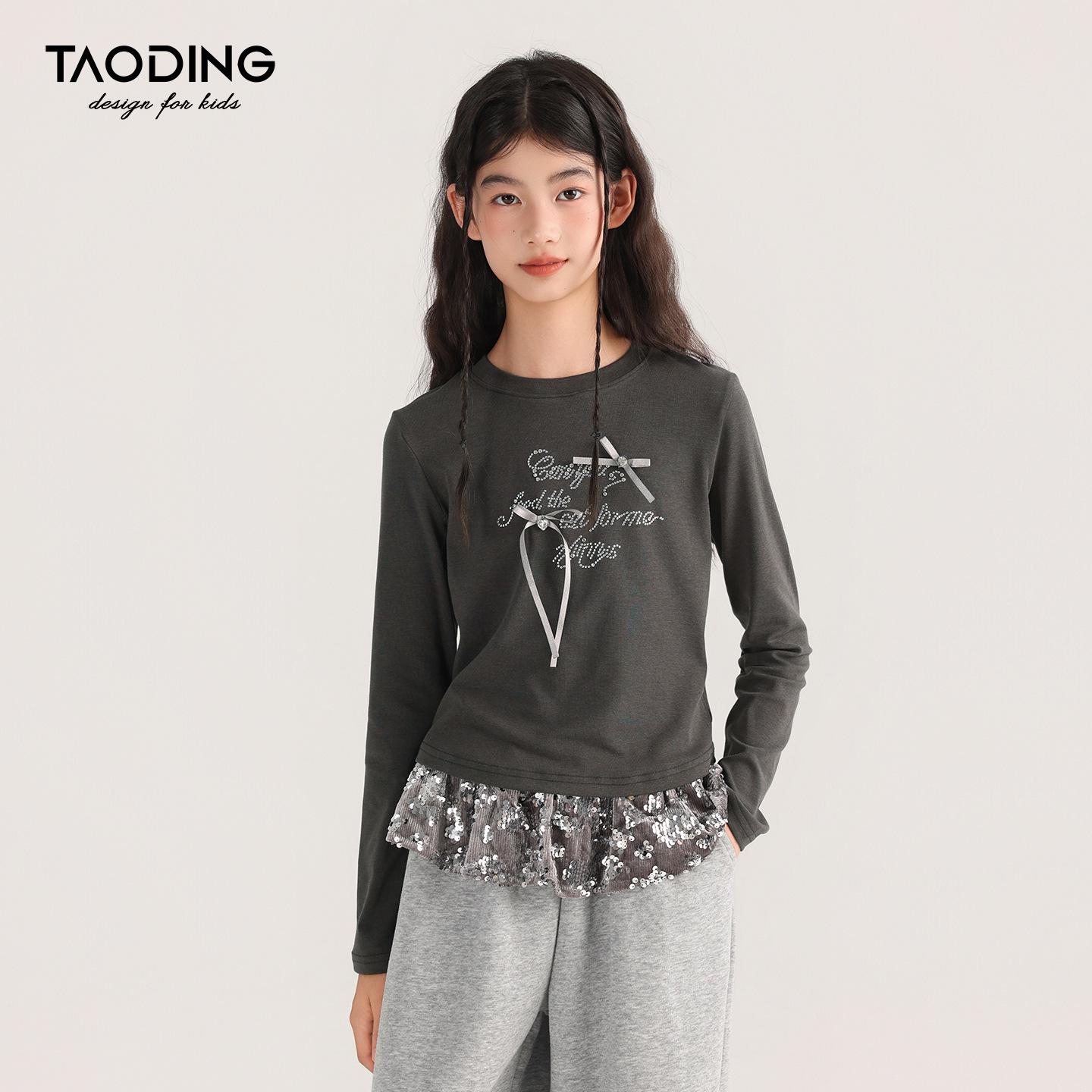

Girls Long-Sleeve T-Shirt - Breathable Fashionable Spring/Autumn Pullover 150cm 70-90kg серый
