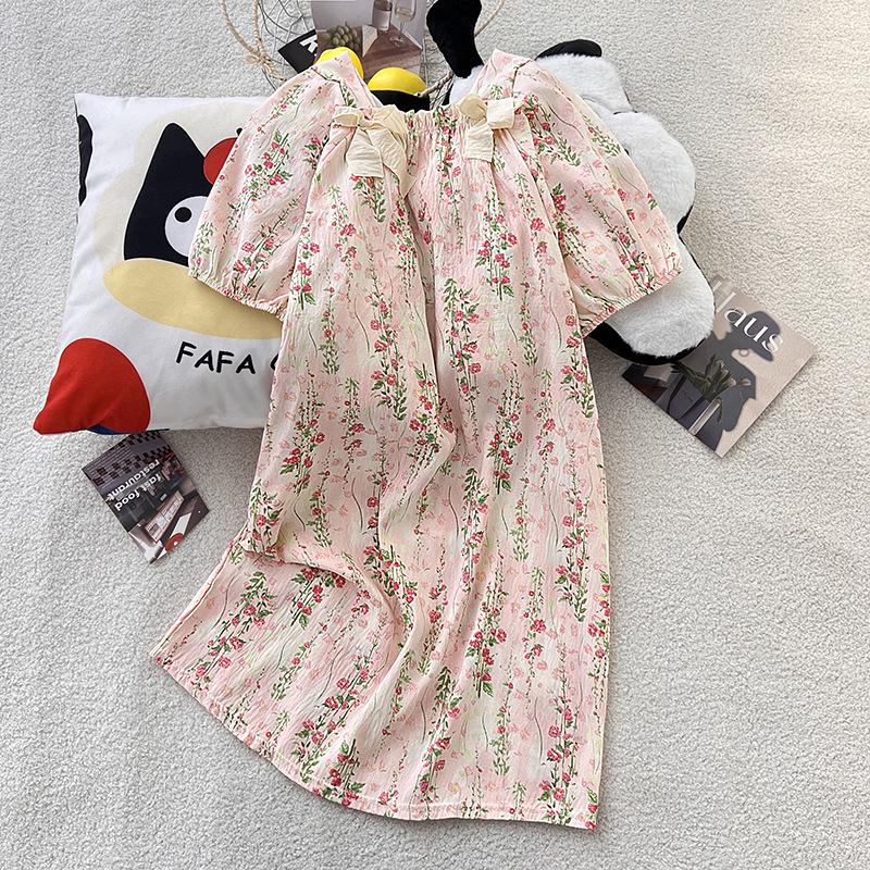 

Women s Cartoon Cardigan Pajama Dress - Spring & Summer, Breathable Cloud Cotton, Elastic, Casual Loungewear, Round Neck. One Size [M-2XL]