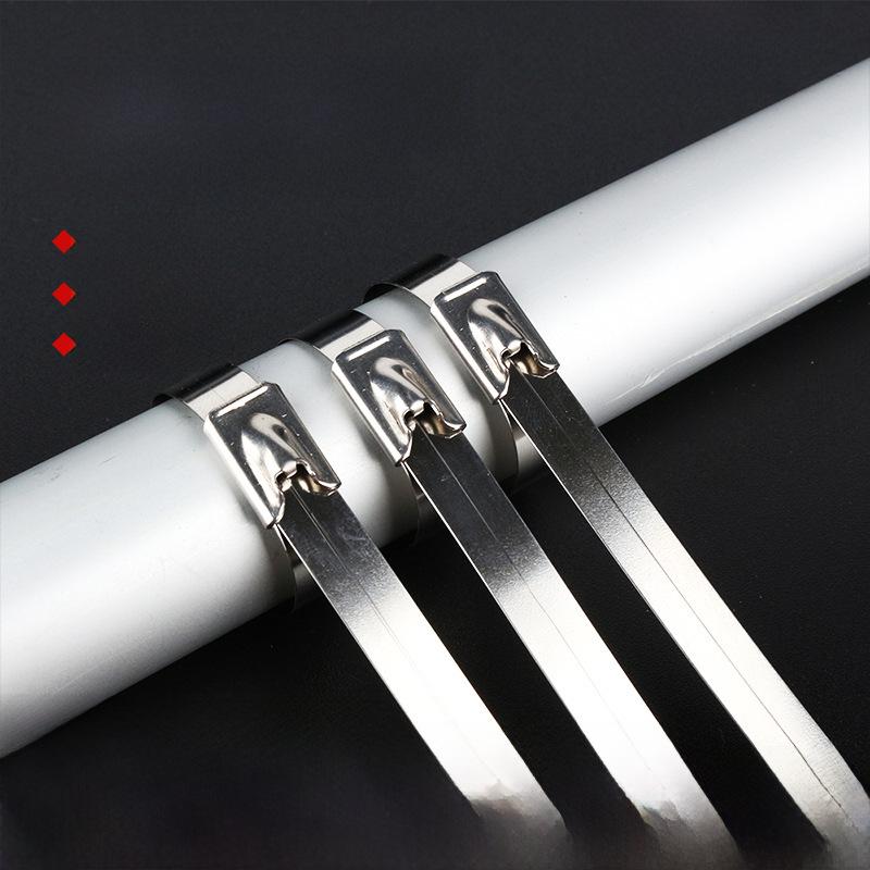 Marine Grade 304 Stainless Steel Cable Tie - Wear-Resistant, Metal, 4.6*8*12*100*300mm, White Steel.