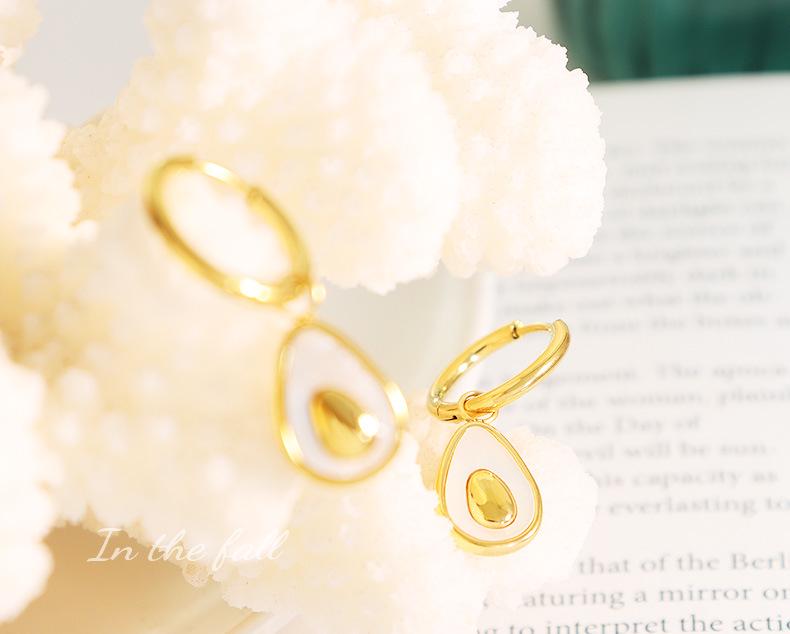 Korean Trendy Avocado Shell Earrings: Geometric, Colorful, Elegant Ear Studs