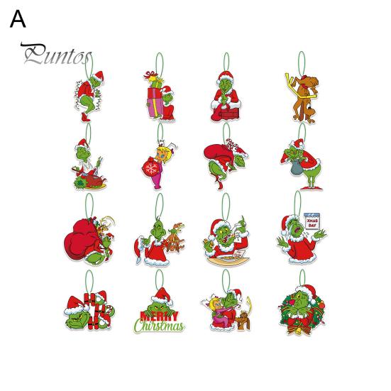 16Pcs Christmas Tree Hangers Xmas Style Easy To Hang Create Atmosphere Festive Santa Claus Decorations Pendant