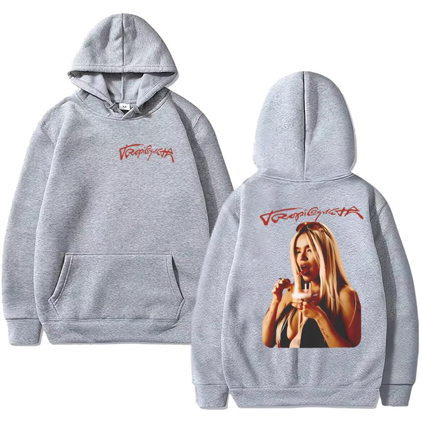 Singer Karol G Tropicoqueta album Double Sided print Hoodie Men women Fashion Y2k Sweatshirt Unisex Fleece Long sleeve pullovers