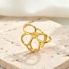 Flower Rings,french Vintage Style 18K Gold Plated Large Hollow Floral Statement Ring Aesthetic Open Brand Jewelry for Women