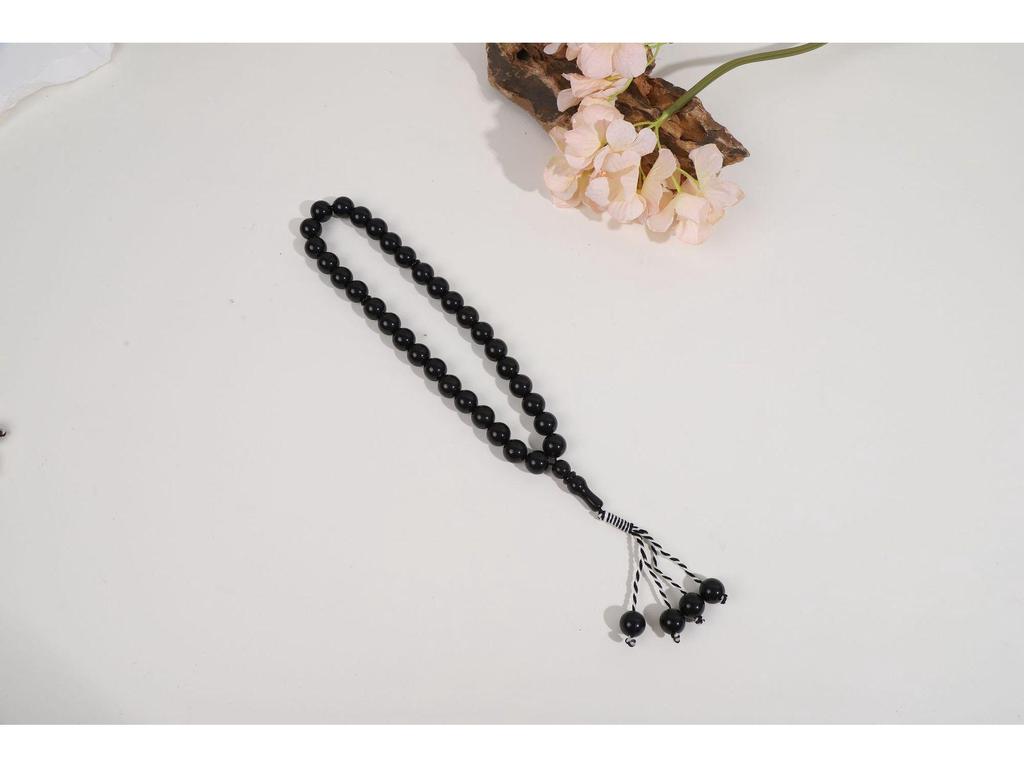 Hui Muslimischer 33-Perlen Kristall Tasbih: Handgefertigtes Rosenkranzarmband aus Bernsteinimitat
