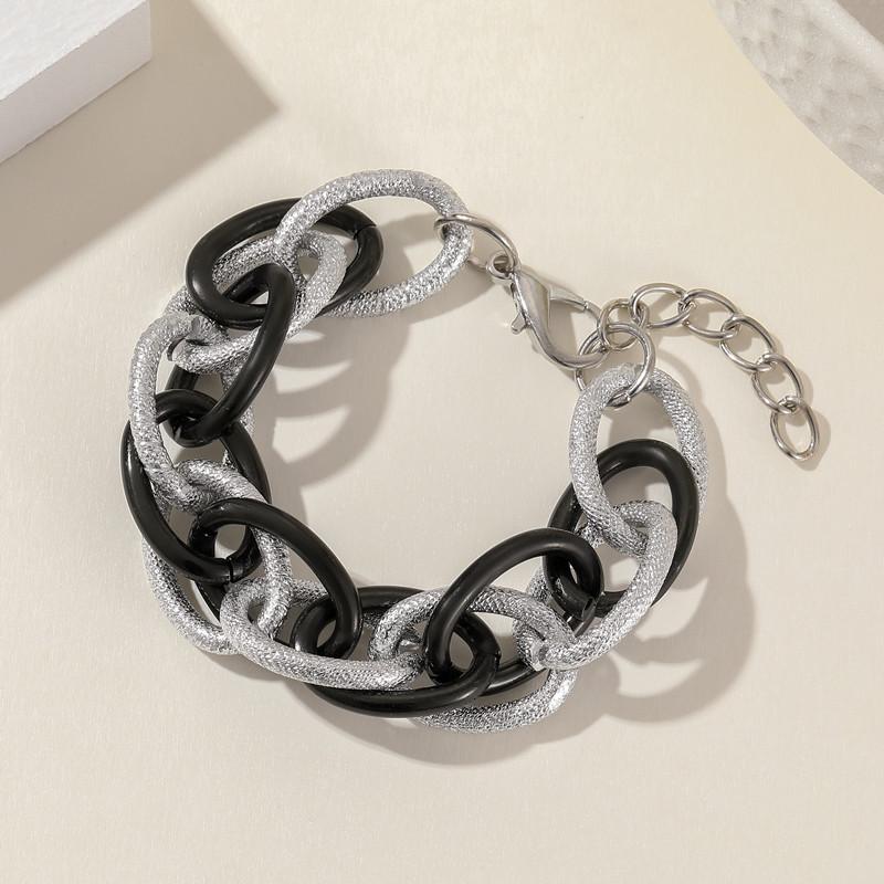 Accessories, Acrylic Leopard Geometric Colored Aluminum Chain Bracelet, Hip Hop Rough Jewelry For Women