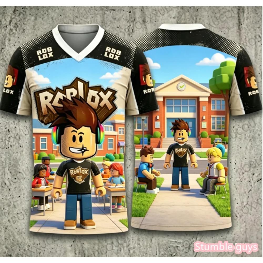 Cute Roblox Game Tee Tops For Boys Summer Casual Kids Girls Short Sleeve T-Shirt Anime Fashion Print Breathable Kids Wear