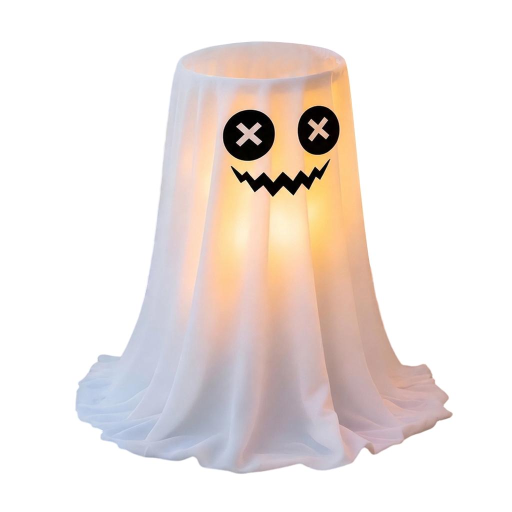 Expandable Halloween Ghost Candy Holder Storage Stand Outdoor Porch Front Door Yard Decoration Prop with LED Light Effect
