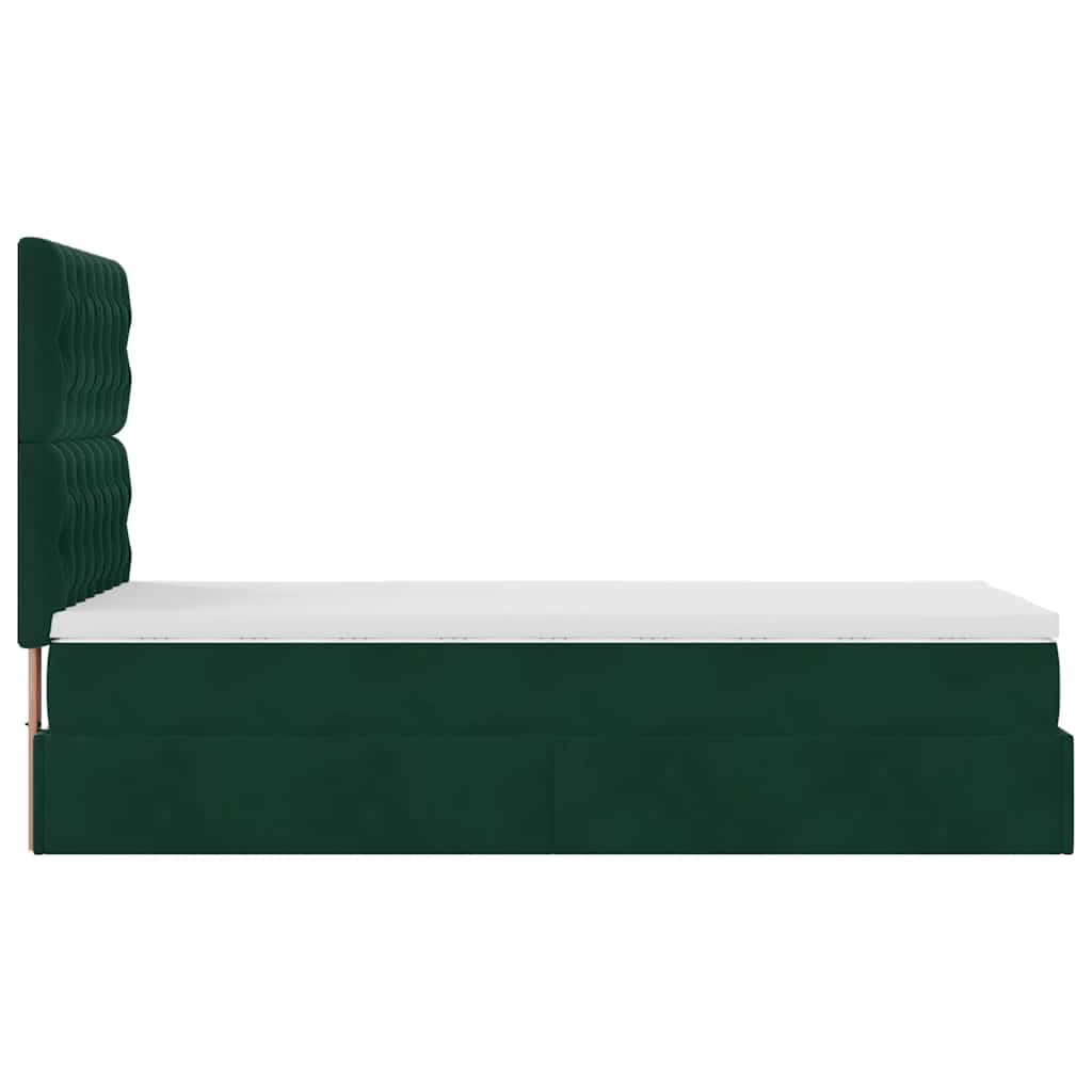 Ottoman Bed with Mattress Dark Green 90x200 Cm Velvet