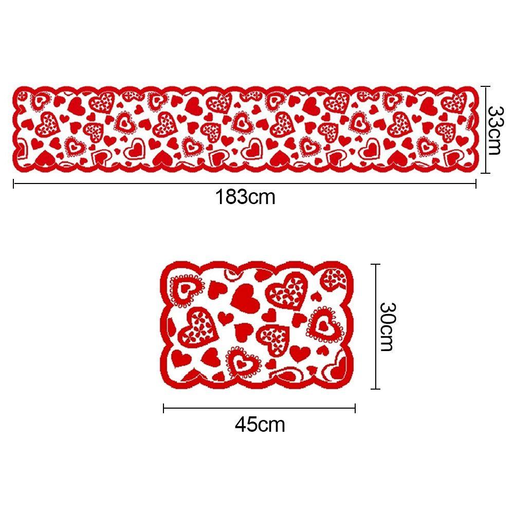 Romantic Red Heart Valentines Day Decorations Lace Insulation Table Runner Placemats Tablecloth Valentine's Day