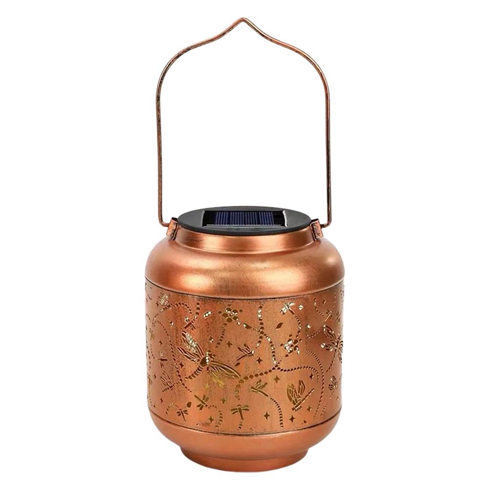 LED Hollow Iron Decor Light Warm Light Wrought Iron Solar Light Hollowed Hanging Light for Patio Yard Lawn Backyard Decor
