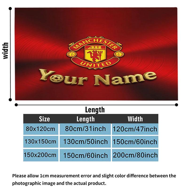 1PC Manchester United F Custom Name Patterned Flannel Blanket Suitable For All Seasons for Home Decor Warmth and Comfort Gifts Holiday Present