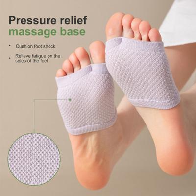 Women Open Toe Half Sock Cotton Half Foot Toe Topper Liner Socks Seamless Flat Boat Socks Elastic Forefoot Massage Socks for Pain Relief