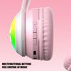 Active Noise Cancelling Wireless Bluetooth-compatible Cats  Ear Headphones Led Foldable Earphones TF Card Support