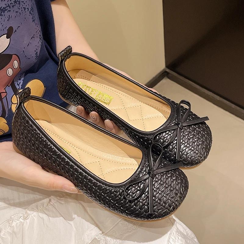 Aphixta Flat with Women Loafers Weave Design Flats Slip On  Casual Shoes for Woman Comfortable Footwear Ladies Shoes