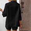 Women's  Color Casual Shirt Collar Casual Two-piece Set