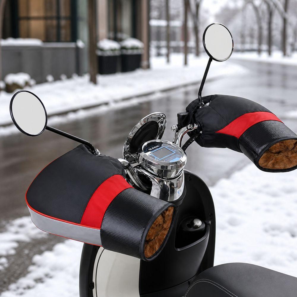 Thickened Cotton Motorcycle Handlebar Gloves Reflective Strips Handlebar Muffs Winter Riding