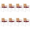 Garden Chairs Set of 8 with Cushions Solid Teak Wood