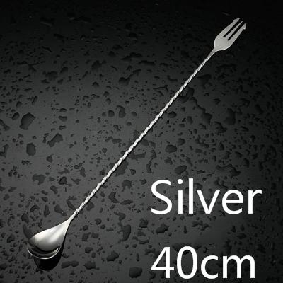 Cocktail Spoon Bar Spoon Stainless Steel Mixing Spiral Pattern Bar Tool Bartender Tools Spoon With Fork