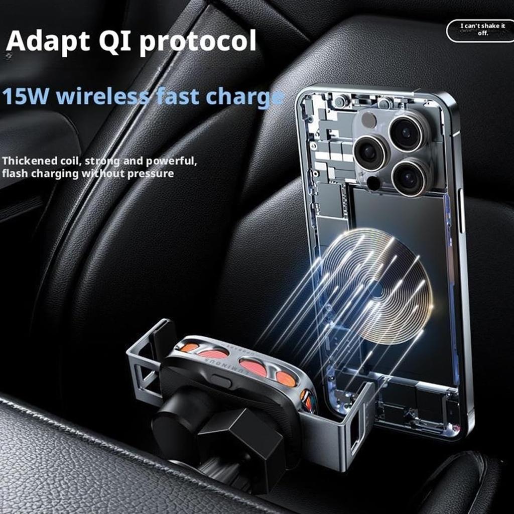Car Phone Holder With Wireless Charging And Navigation Support, Auto Accessories, Built-in And Lock Function