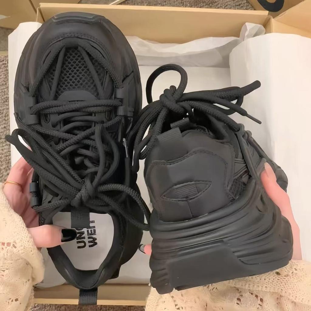 Casual Lace Up High On Platform Dad Shoes for Women New In Spring Autumn Sneakers Sale Korean Fashion 2025 Cheap Woman Footwear