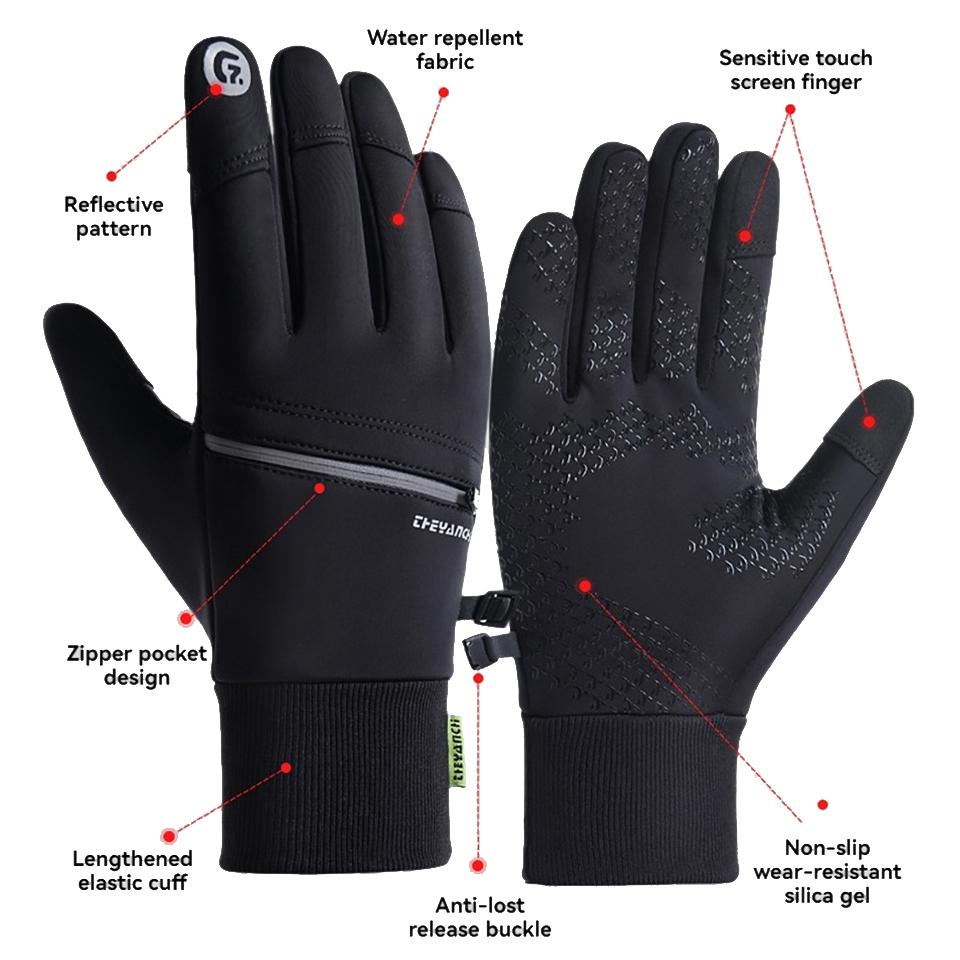 Winter Gloves Flip Fingers Touch Screen Silicone Anti-Slip Outdoor Fleece Cycling Gloves Keep Warm