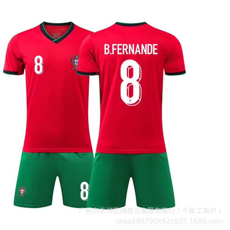 

2024 Euro Cup Portugal Home Football Kit No.7 Ronaldo No.8 Bruno Fernandes No.11 Felix XL