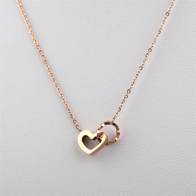 Heart Pendant Clavicle Chain Necklace - Titanium Steel Fashion Jewelry for Women