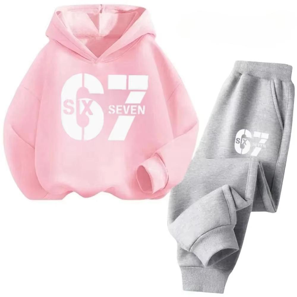 67 Šik dětské mikiny Set 4-13 let Korejský Streetwear Blokový teplákový komplet Módní Pohodlná dětská mikina Sady 2 kusy Tepláková souprava