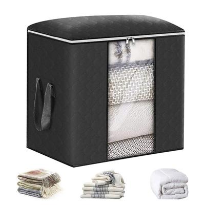Storage Bag with Reinforced Handles Zipper Close Large Capacity Clothes Blanket Storage Bin Foldable Closet Organizer