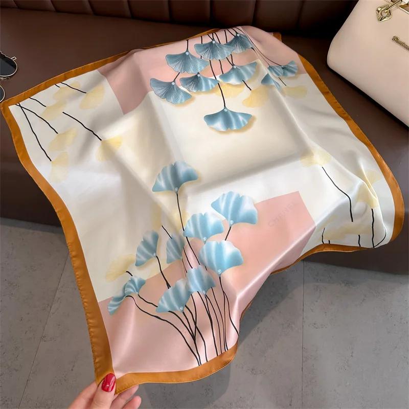 Fashion Handkerchief Women Neck Scarves Silk Satin Headband Small Hijab Scarfs Cartoon Print Kerchief Cute Hair Scarf For Ladies