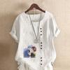Moda Donna Maglietta Manica Corta Girocollo Stampata Coppia Carina Casual Cotone Lino Maglietta Grafica Tempo Libero Ampia Blusa Estiva Top