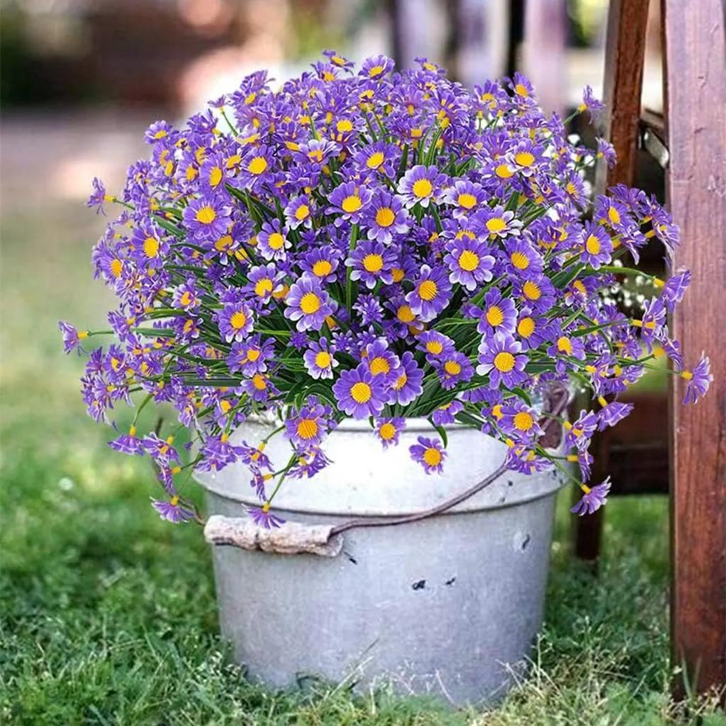 30cm Artificial Flower Daisy Anti-UV Non-fading Plastic Plant Home Decoration Window Outdoor Plastic Flower Wedding Decorations
