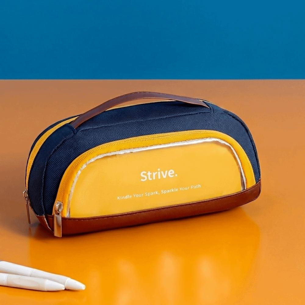 Contrasting Color Minimalist Pen Bag Large Capacity Pencil Case Pencil Pouch  School Supplies